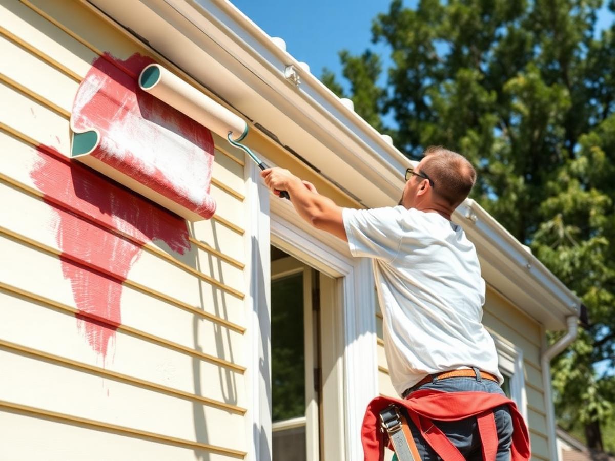 Exterior repaint in progress on a home